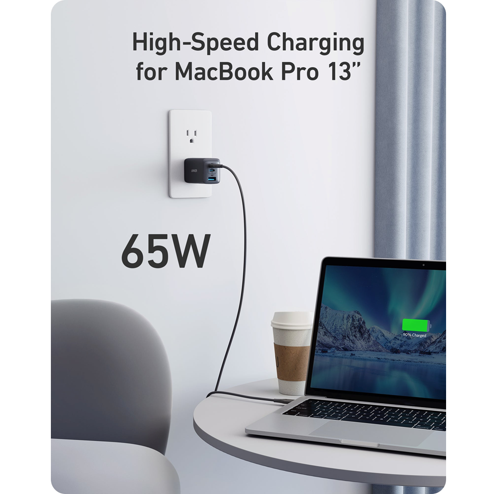 Anker Power port  (65W, 3-Ports, GaN) -Black – A2667K14