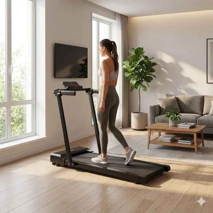 Smart Foldable Home Treadmill Supports up to 110 kg - Black Grey