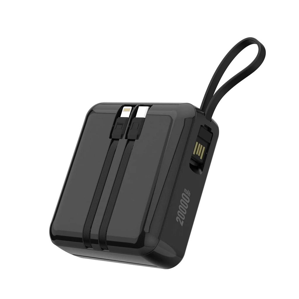 HELIX 4-in-1 Power Bank 20,000mAh – Built-in Cables, 20W PD Fast Charging, LED Display, Universal Compatibility | HELIMULTI-20