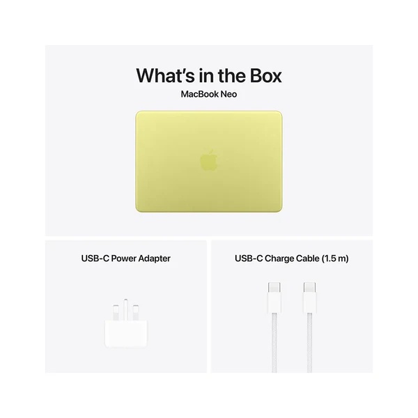 Apple MacBook Neo A18 Pro Chip With 6‑Core CPU and 5‑Core GPU - 8GB - 512GB SSD - Touch ID - Citrus
