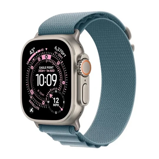 Apple Watch Ultra 3 GPS + Cellular 49mm Natural Titanium Case with Light Blue Alpine Loop - Medium