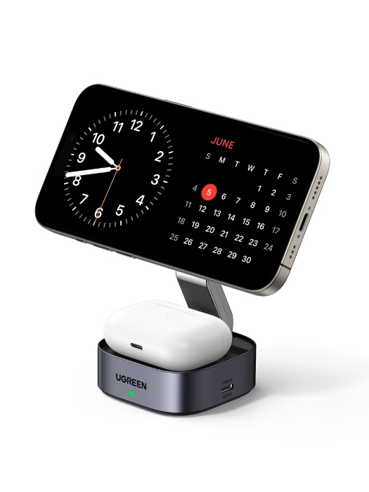 UGREEN 2-in-1 Magnetic Wireless Charger35278 7.5W (Space Grey)