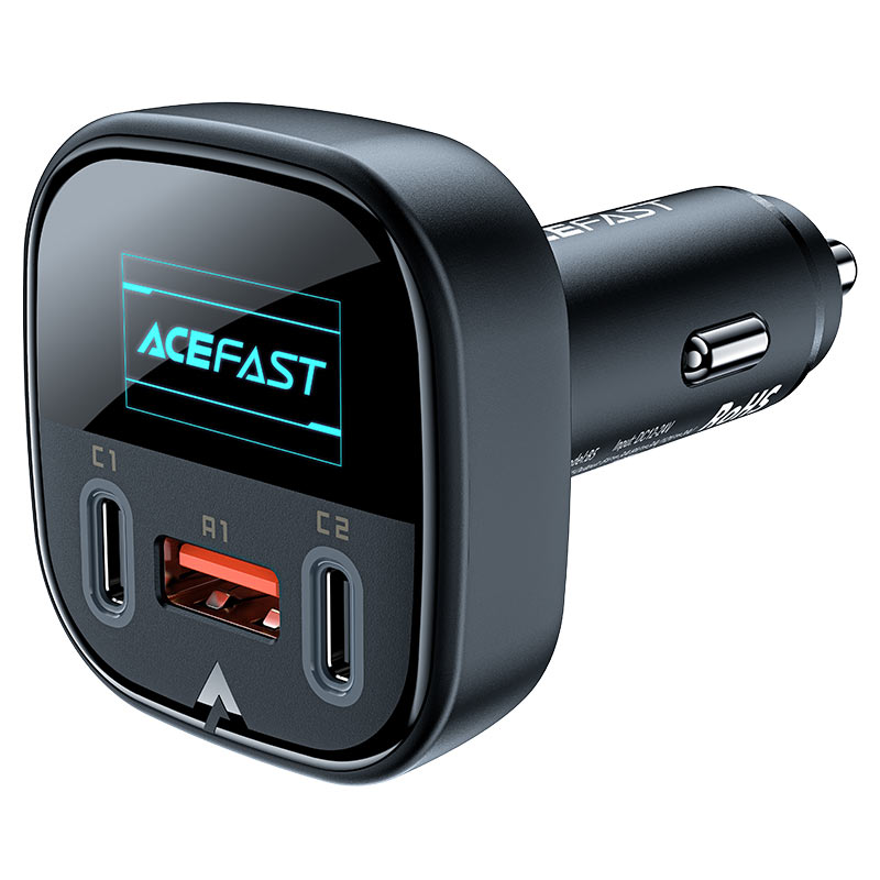 شاحن سيارة سريع AceFast B5 بقوة 101 واط، منفذان USB-C + USB-A