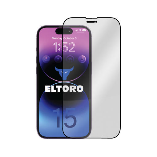 حماية شاشة Eltoro Double Strong CF لهاتف iPhone 15 Pro - 6.1 شفاف بإطار أسود