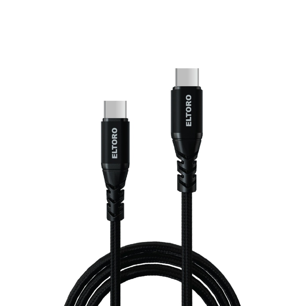 كابل Eltoro Kevlar USB-C 240 واط - 1 متر مع غلاف من خيوط النايلون PP - أسود
