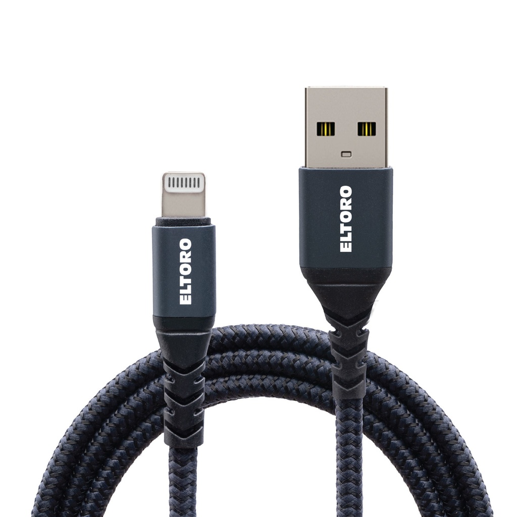 كابل Eltoro USB-A إلى Lightning KEVLAR بطول 1.5 متر مع - نايلون أسود + أزرق غامق