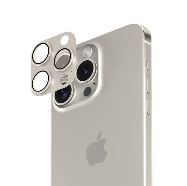 عدسة كاميرا Smartix Premium من الألومنيوم لهاتف iPhone 15 Pro/Pro Max باللون الأزرق والتيتانيوم.