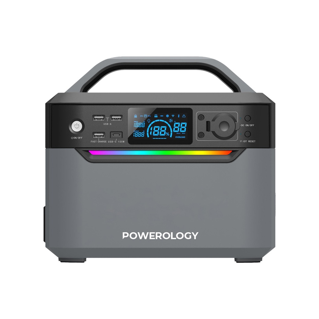 موزع USB-C 11 في 1 من Powerology مع VGA / Ethernet / HDMI - رمادي