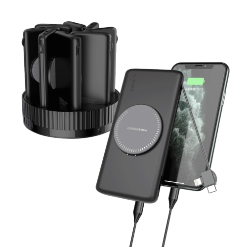 موزع متعدد المنافذ USB-C من Powerology 7 في 1 من سلسلة Crystalline - شفاف