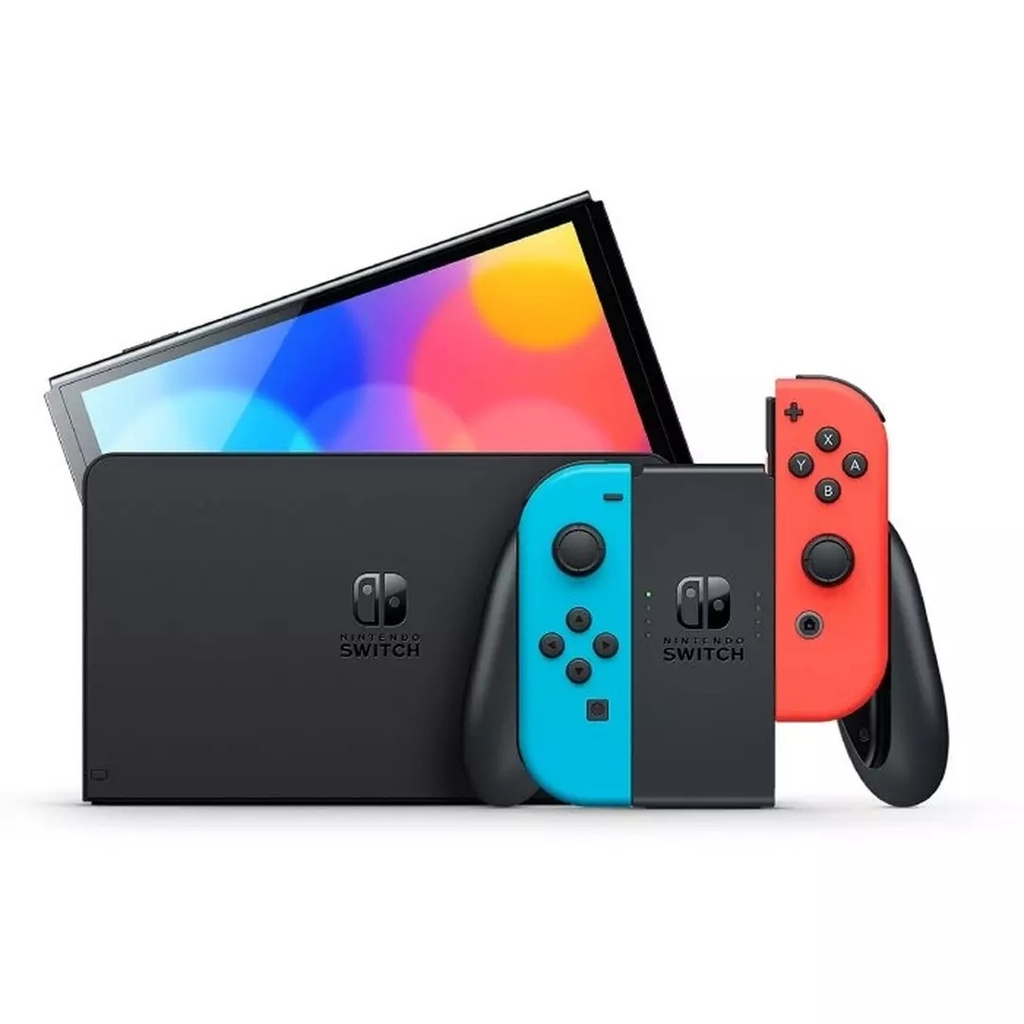 Nintendo Switch OLED Console - Neon Blue and Red
