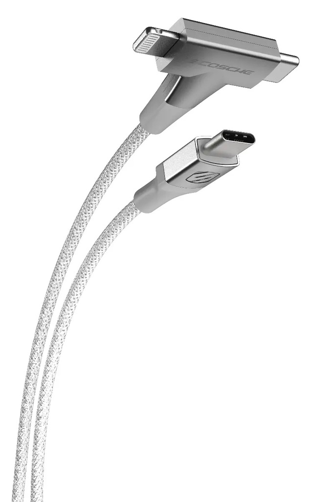 كابل Scosche StrikeLine™ HH 2 في 1 USB-C إلى C®/Lightning™ - أسود