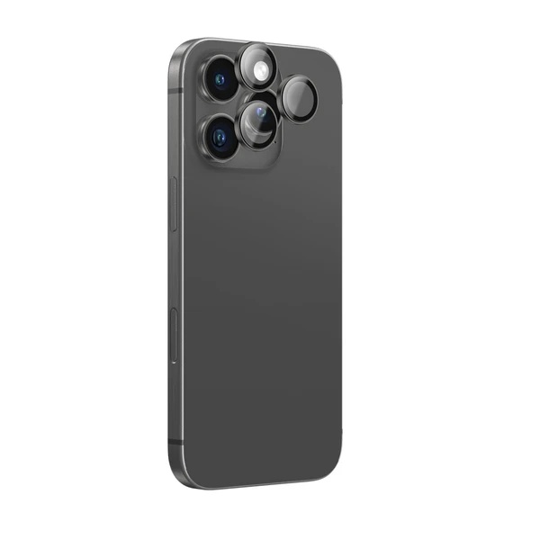 عدسة زجاجية AR 3 من AmazingThing لهاتف iPhone 16 Pro مقاس 6.3 بوصة / iPhone 16 Pro Max مقاس 6.9 بوصة - أسود