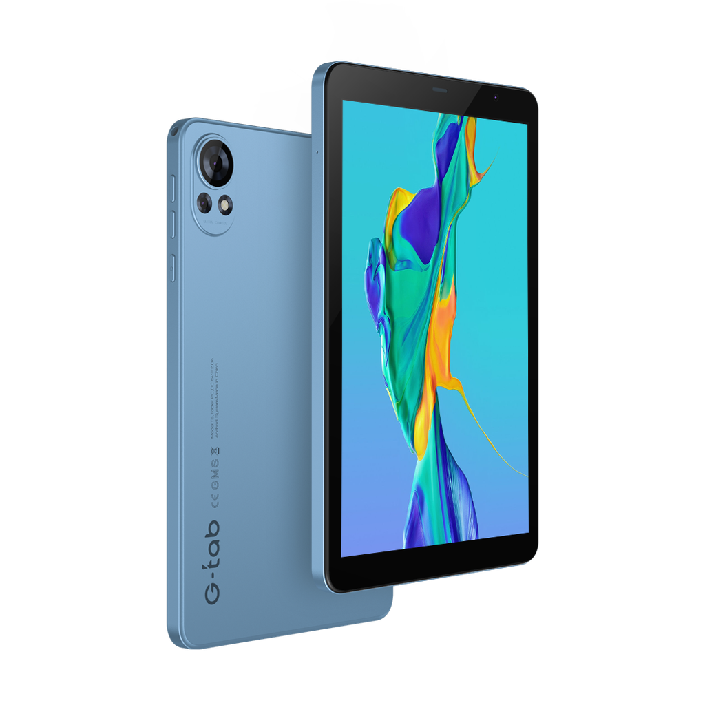 G-Tab T8 8.0-Inch, Quad Core, 4GB +128GB, Android 14.0, Camera 2.0MP + 5.0MP, Battery 4000mAh, WiFi Network. Free: Screen Protector - Blue