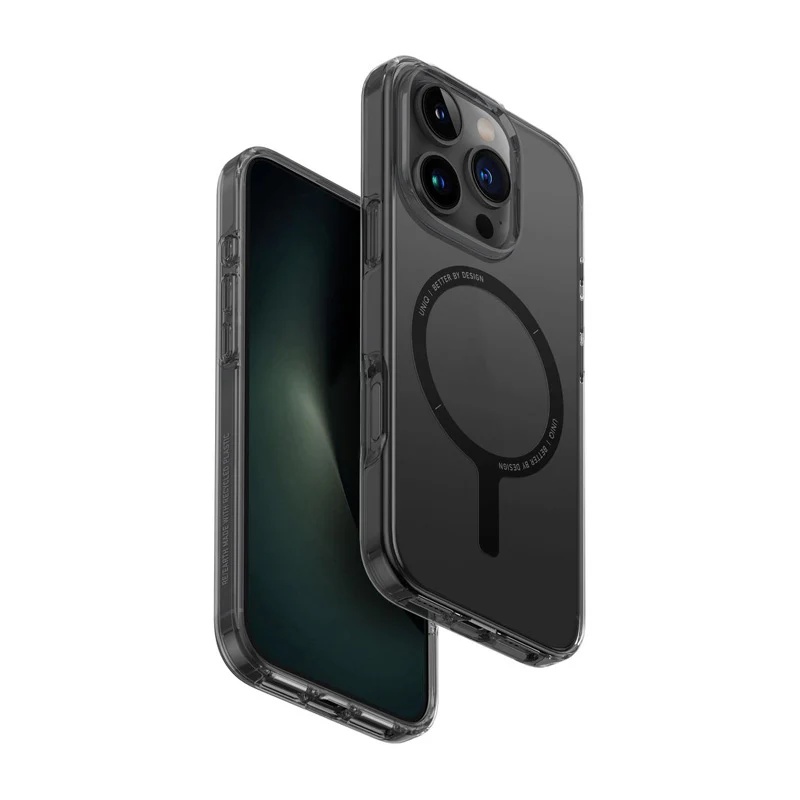 Uniq Hybrid iPhone 16 Pro 6.3 بوصة (2024) Heldro Max MagClick مع حامل كاميرا - بخار (دخاني)