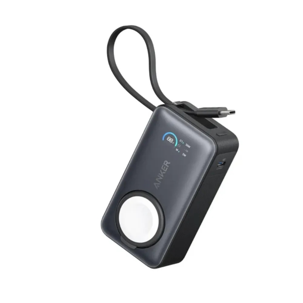 باور بانك أنكر ماجو (10 كيلو، 35 واط، لساعة أبل، منفذ USB-C مدمج) - أسود