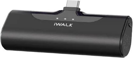 iWalk LinkPod 4 | 4500mAh Pocket Size Cute Portable Charger [Built-In Type C Connector], Pass-Through Charging Technology - Black