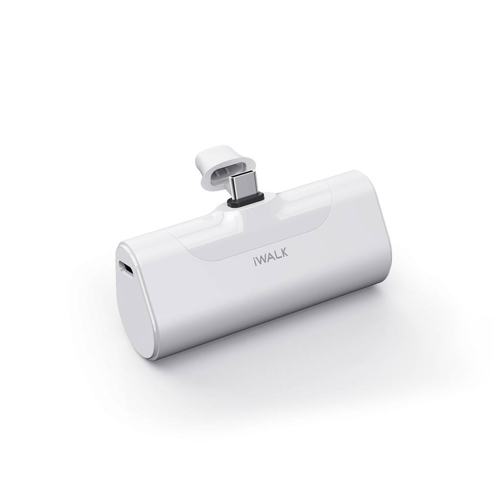 iWalk LinkPod 4 | 4500mAh Pocket Size Cute Portable Charger [Built-In Type C Connector], Pass-Through Charging Technology - White