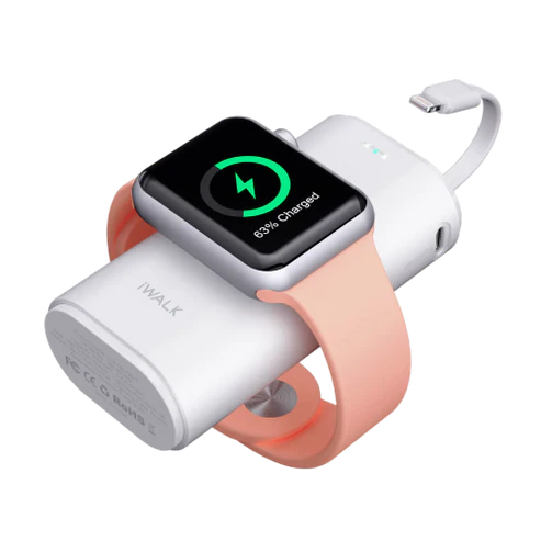 ساعة iWalk LinkPod | شاحن محمول للهواتف وساعات Apple [كابل Lightning مدمج] سعة 9000 مللي أمبير/ساعة، كابل Lightning مدمج، مغناطيسي مدمج، ساعة Apple - أسود