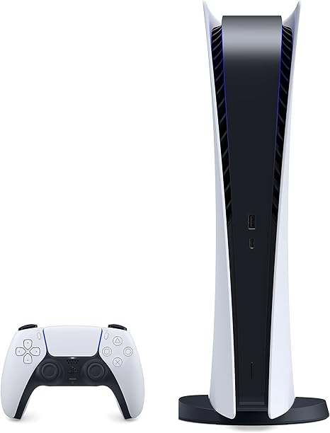 Sony PS5 PlayStation 5 Digital Edition Gaming Console + Wireless Controller - 16GB GDDR6 RAM, 825GB SSD, 120Hz 8K Output, White
