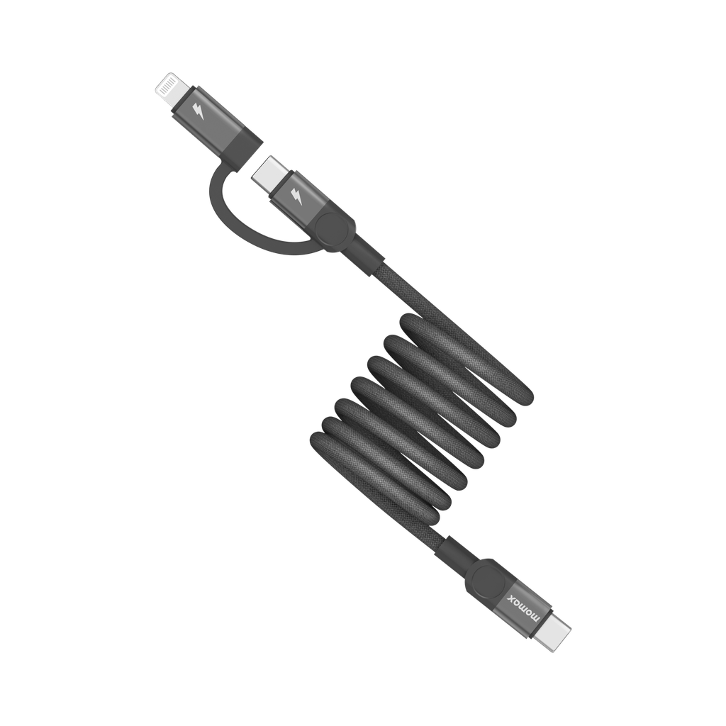 MOMAX Mag.link USB-C to C & Lightning Magnetic Cable 1m (Black)