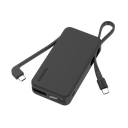 MOMAX 1-Power Vital+ 10000mAh Battery Pack with Dual Built-in USB-C Cable (Black)