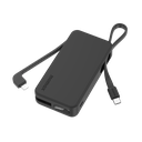 MOMAX 1-Power Vital+ 10000mAh Battery Pack with Built-in USB-C and Lightning Cable (Black)