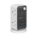 MOMAX 1-Charge Work Flow 6-Outlet Digital Display Power Tower with USB (White)