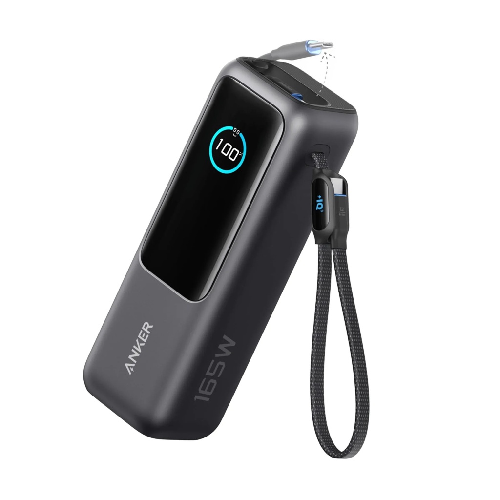 Anker Power Bank (25K, 165W, Built-In and Retractable Cables) - Black