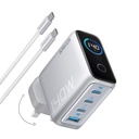 Anker Charger (140W, 4-Ports, PD 3.1) with USB-C Cable - Silver