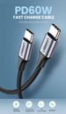 UGREEN USB-C to USB-C Round Cable Nickel Plating Aluminum Shell 1m (Gray Black)US261