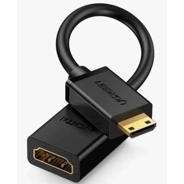 UGREEN Mini HDMI Male to HDMI Female Adapter Cable 22cm (Black)