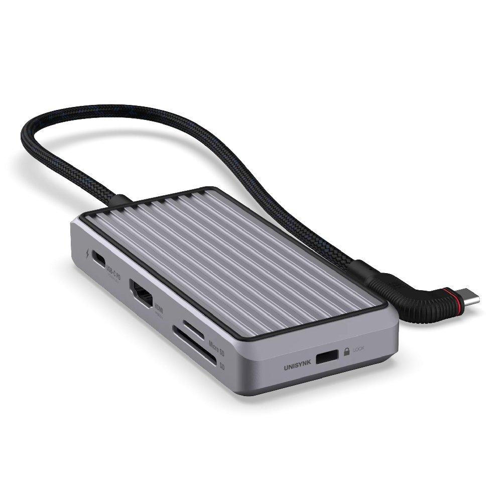 UNISYNK 8 Port USB-C Hub V2, 100W, 10386 – Grey