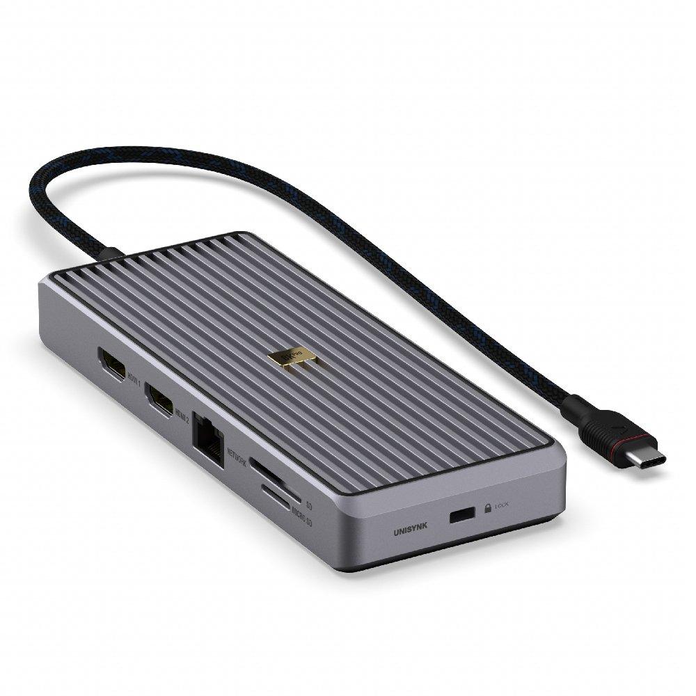 UNISYNK 12 Port Dual Display USB-C Hub 8K Pro, 10399 – Grey