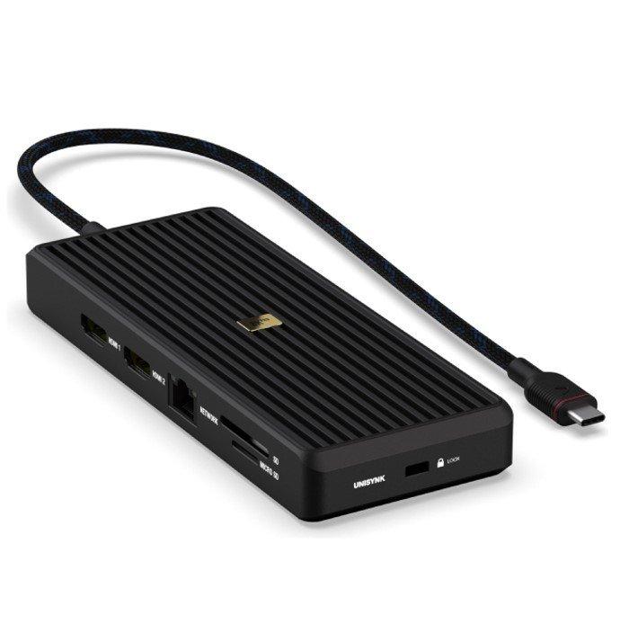 UNISYNK 12 Port Dual Display USB-C Hub 8K Pro, 10400 – Black