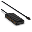 UNISYNK USB-C to 4 USB-A Hub charger, 10426– Black
