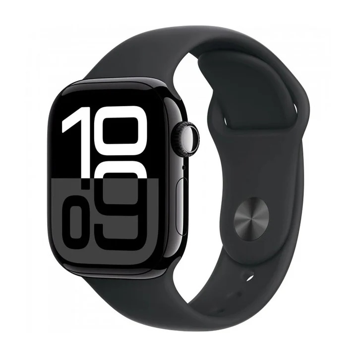 Apple Watch Series 10 GPS 46mm Jet Black Aluminium, GPS+Cellular Black Sport Band S/M