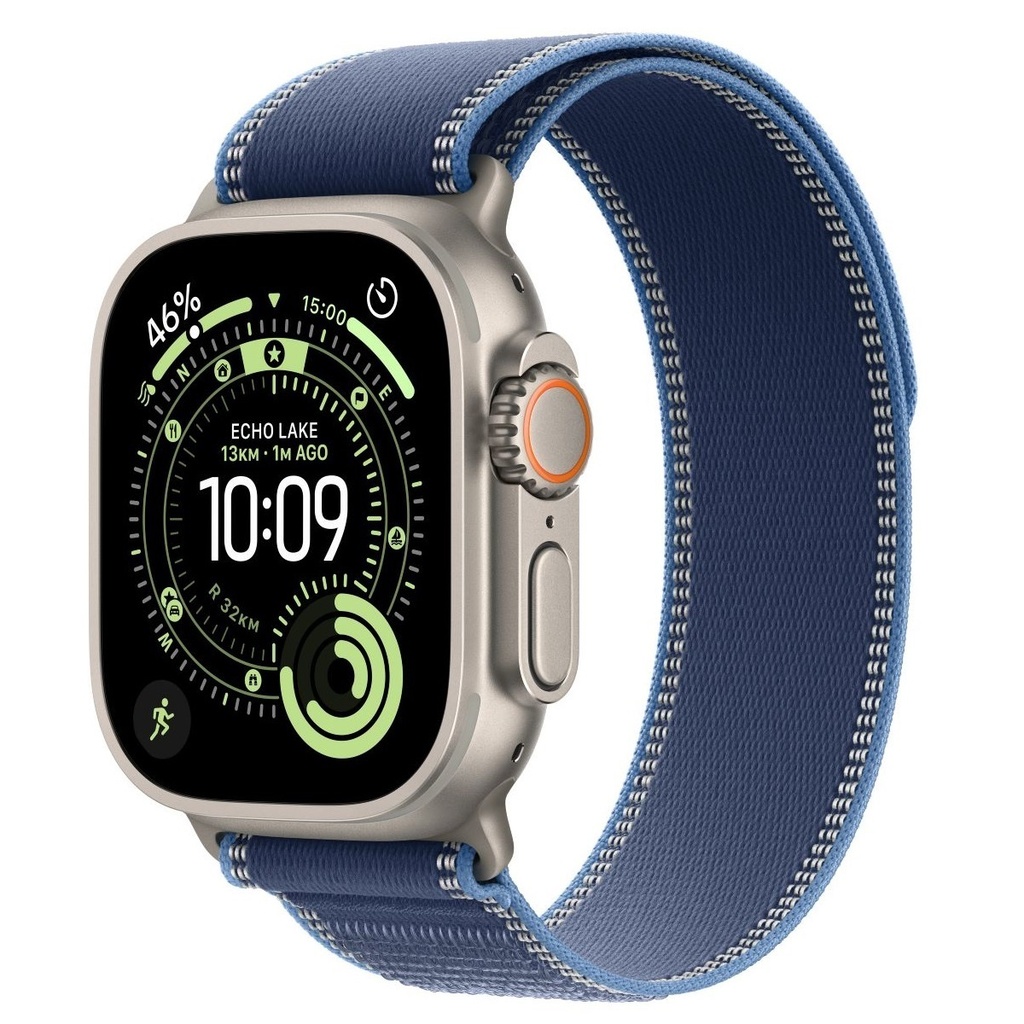 Apple Watch Ultra 3 GPS + Cellular 49mm Natural Titanium Case with Blue/Bright Blue Trail Loop-M/L