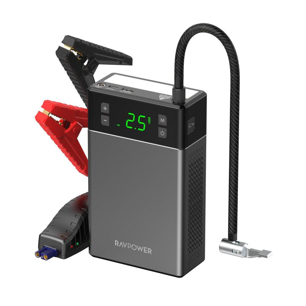 RAVPower 12000mAh 2In1 Jump Starter with Air Compressor, RP-PB1213 – Black