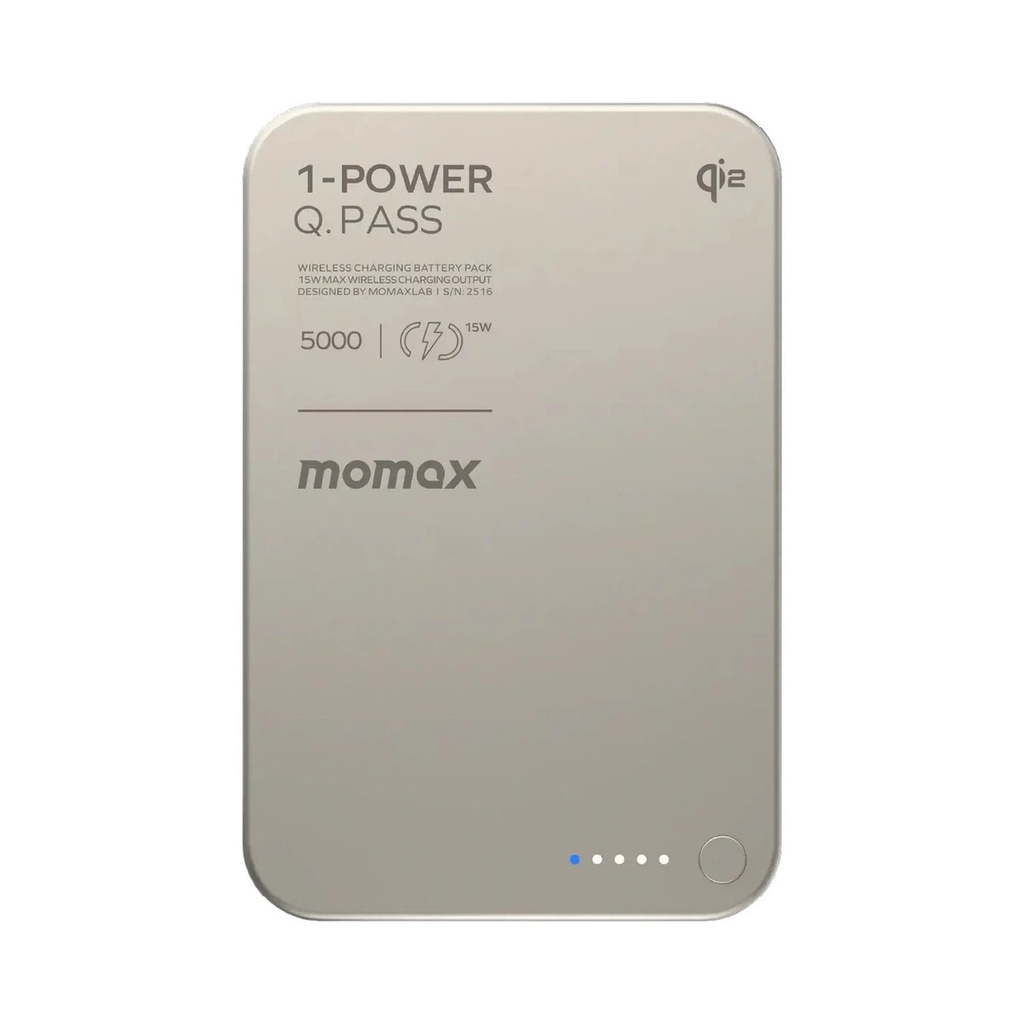 Momax 1-Power Q.Pass 5000mAh Qi2 Magnetic Wireless Battery Pack (Titanium)