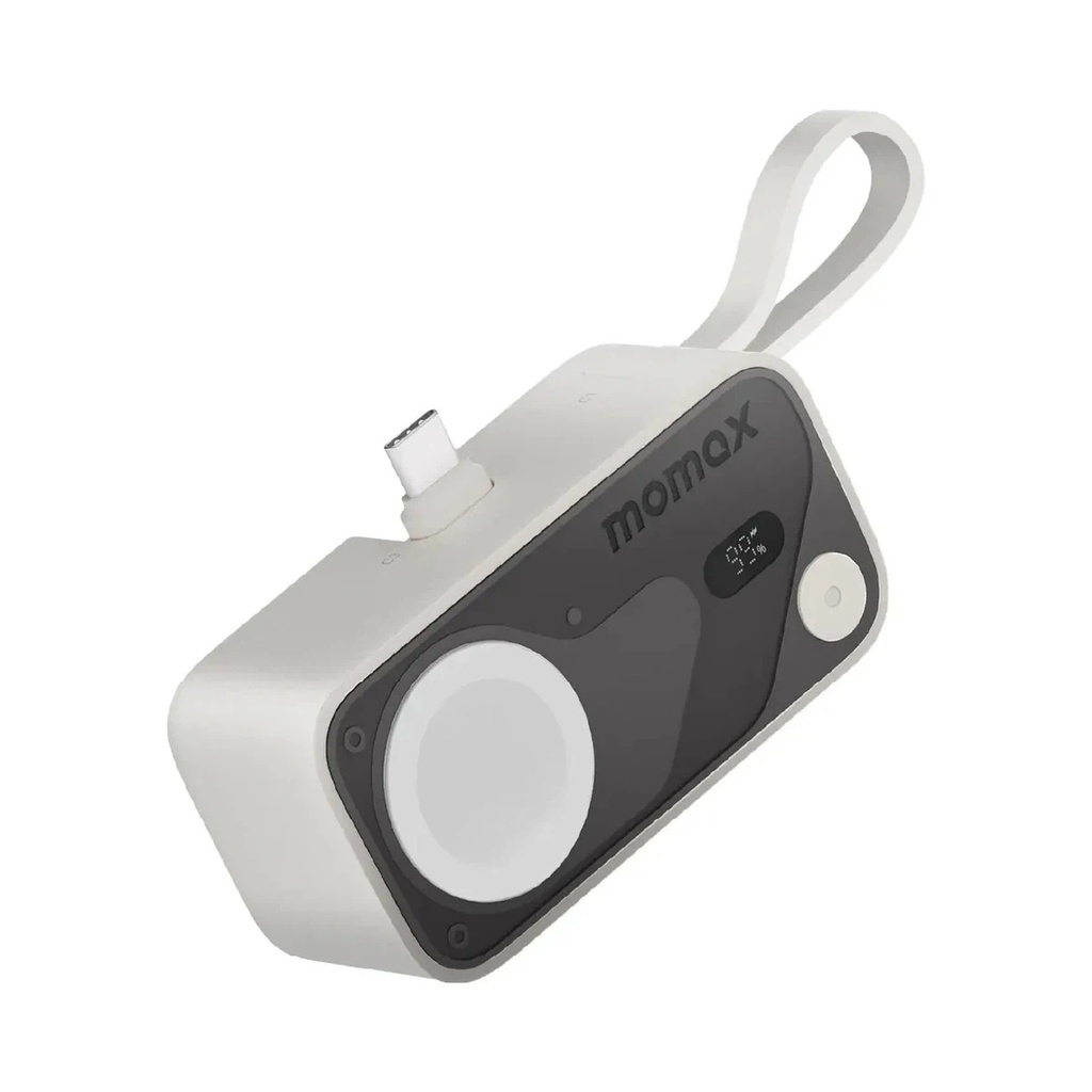 Momax 5000mAh PD 2 0W Built-in C cable & Apple Watch Tail Plug Power - White