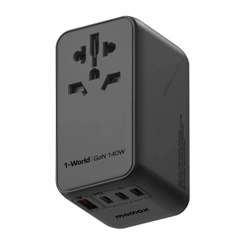 Momax 1-World 140W 4-Port + AC Travel Adaptor, with 140W USB-C cable