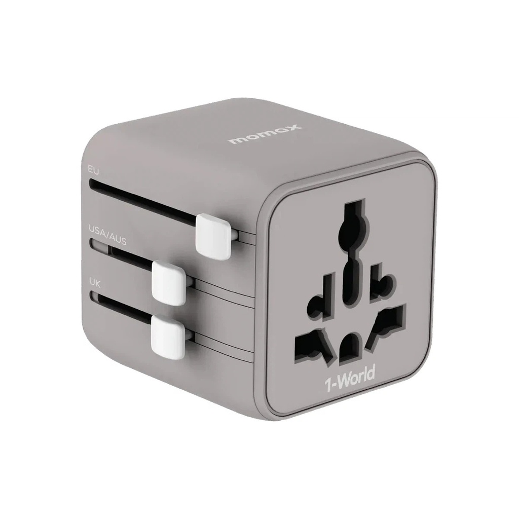 Momax 1-World Travel Adaptor (Gray)