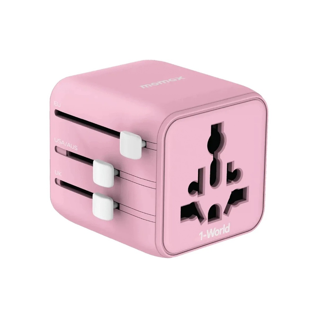 Momax 1-World Travel Adaptor (Pink)