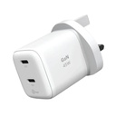 Momax 1-Charge 45W 2-Port GaN Charger 2x USB-C (UK) (White)