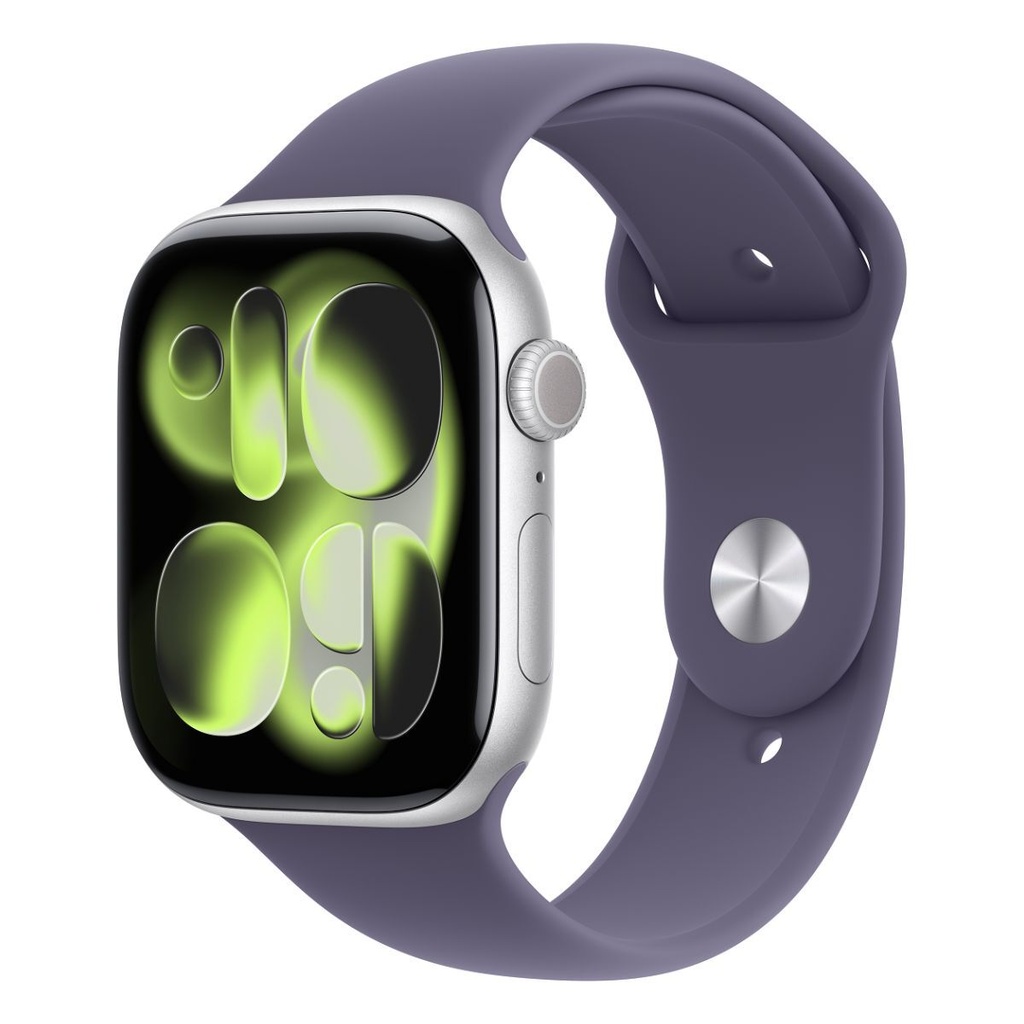 Apple Watch Series 11 GPS 42mm Silver Aluminium Case with Purple Fog Sport Band – S/M