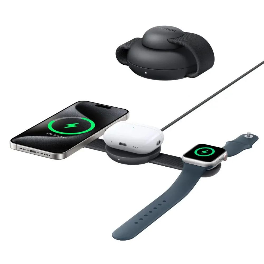 Anker MagGo Wireless Charging Station (3-in-1, Foldable Pad) Black