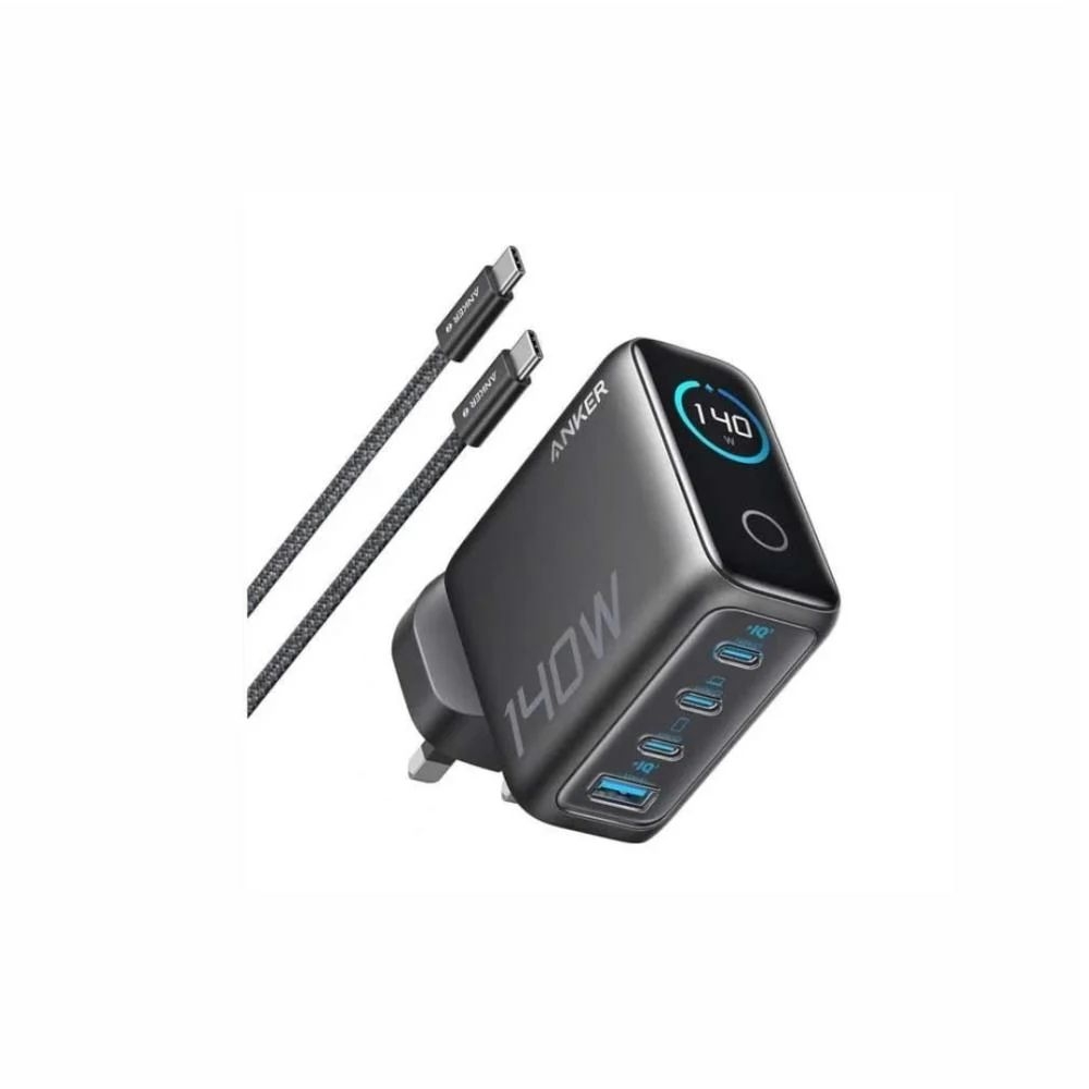 Anker Charger (140W, 4-Ports, PD 3.1) with USB-C Cable - Dark Grey