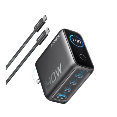 Anker Charger (140W, 4-Ports, PD 3.1) with USB-C Cable - Dark Grey