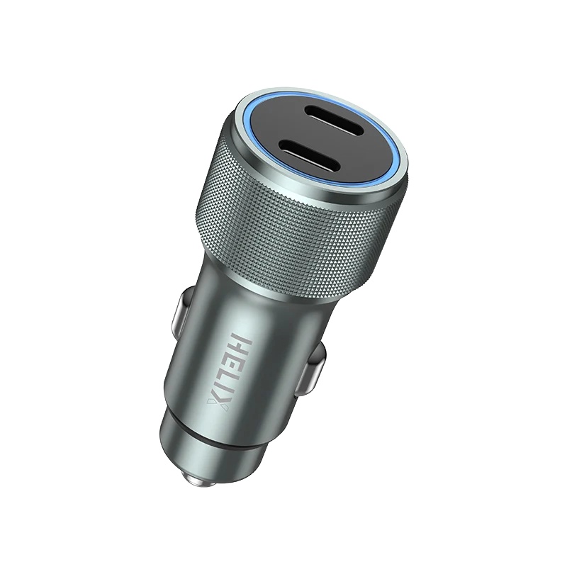 HELIX Dual USB-C Ultra Fast Car Charger – Ultra Durable 66W PD Adapter for 12V/24V Vehicles - HELIDRIVE-66W
