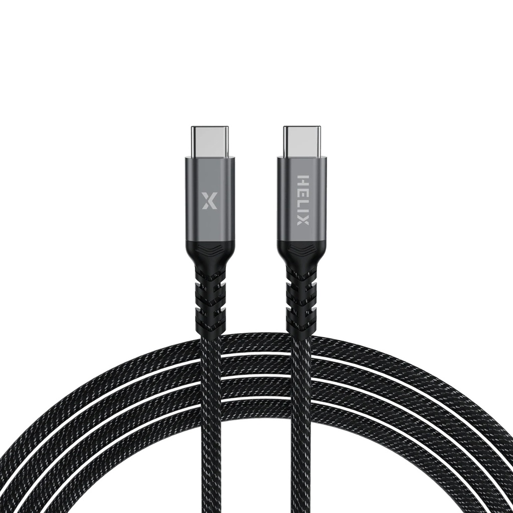 HELIX 100W USB-C to USB-C Cable With USB 3.1, PD3.0, 5A/20V, 10GBps Data, Transfer Braided Anti Tangle Material - 2M